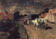 Frits Thaulow Village Night Scene oil painting